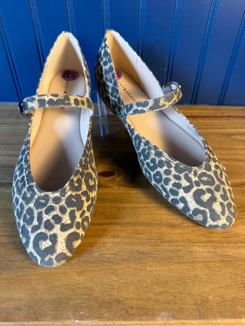 Lucky Brand Cyrena Leopard Canvas Mary Jane Ballet Flats Women’s 8.5